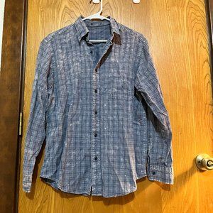 Urban Outfitters Grungy Blue Distressed Plaid Oversized Shirt.